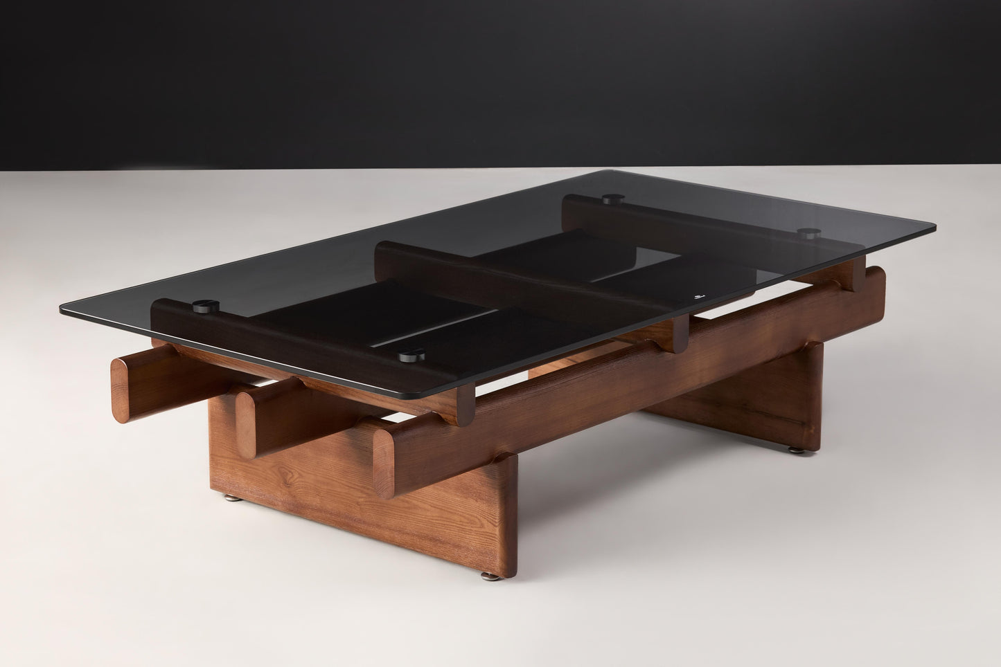 Dana Solid Wood Coffee Table With Black Glass Top