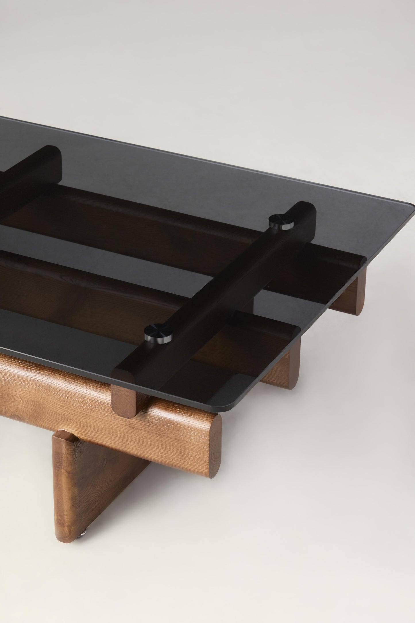 Dana Solid Wood Coffee Table with Black Glass Top