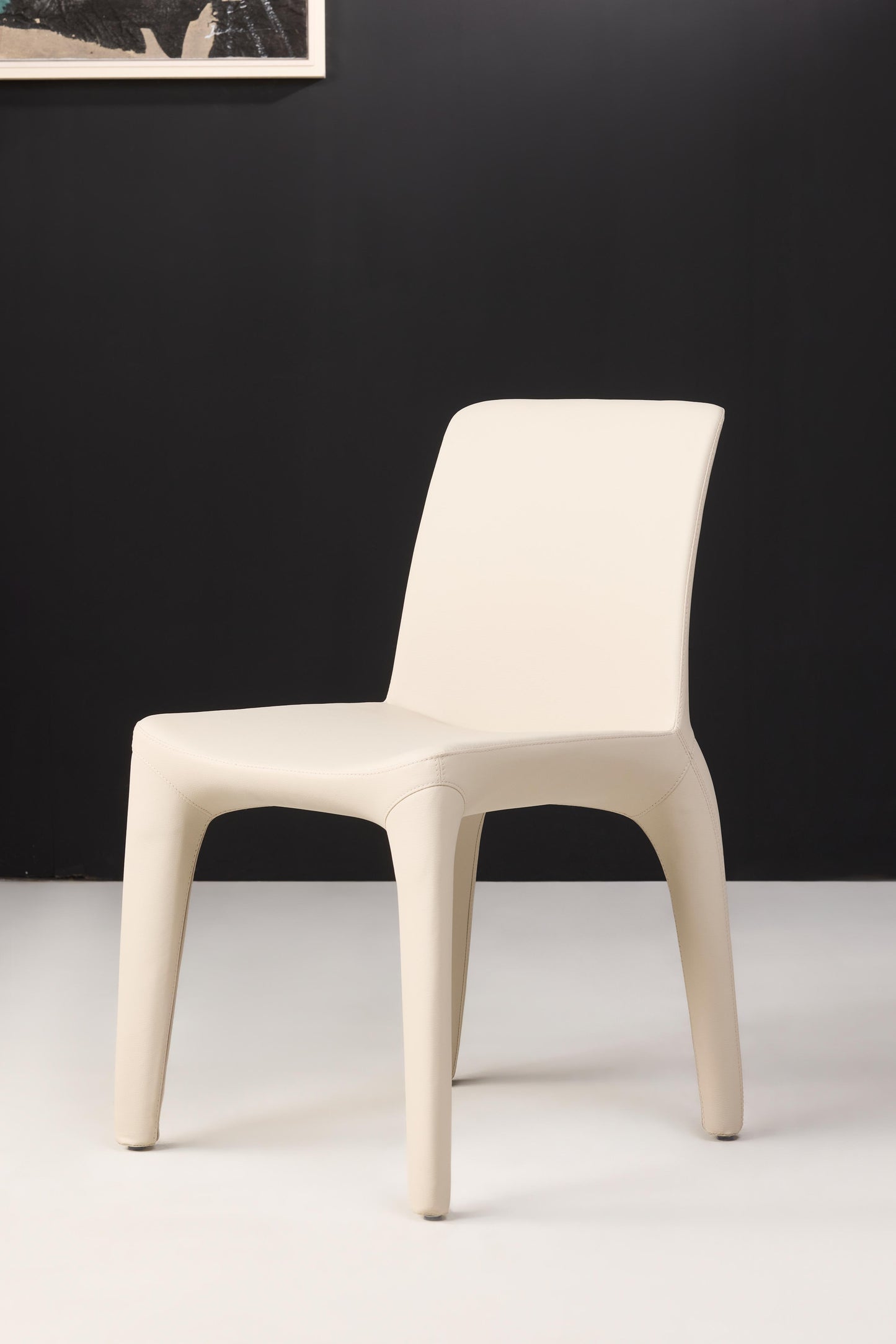 Nele Genuine Leather Dining Chair - beige grey