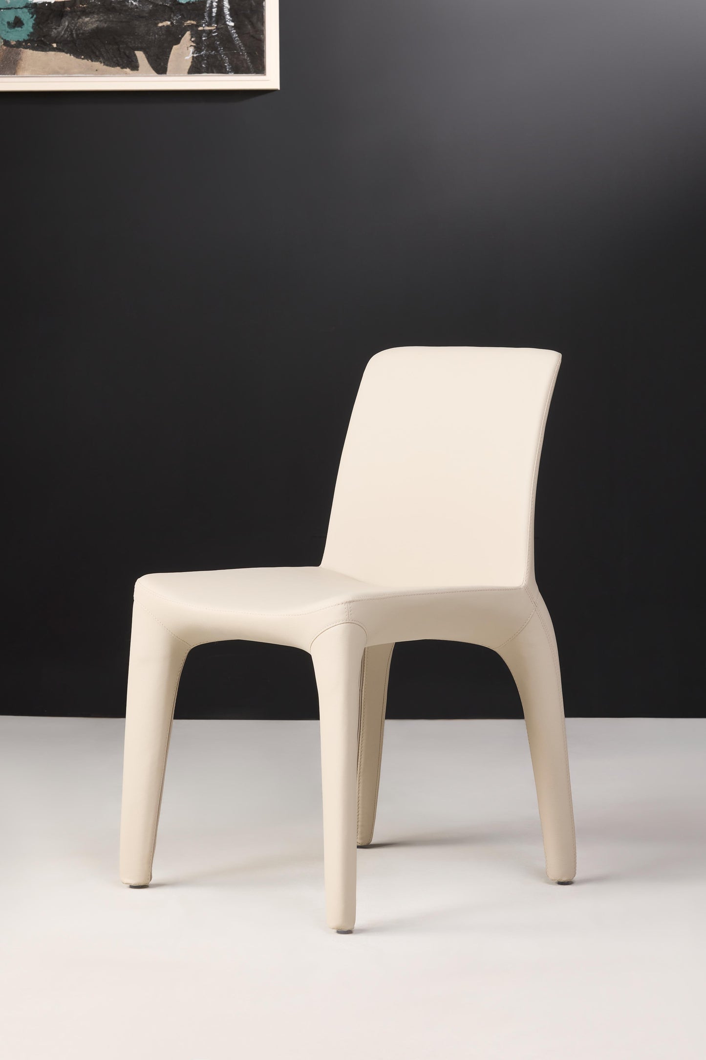 Nele Genuine Leather Dining Chair - beige grey