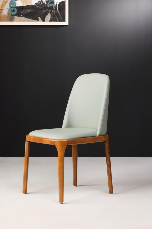 Yara Dining Chair - Mint Green With Wooden Legs