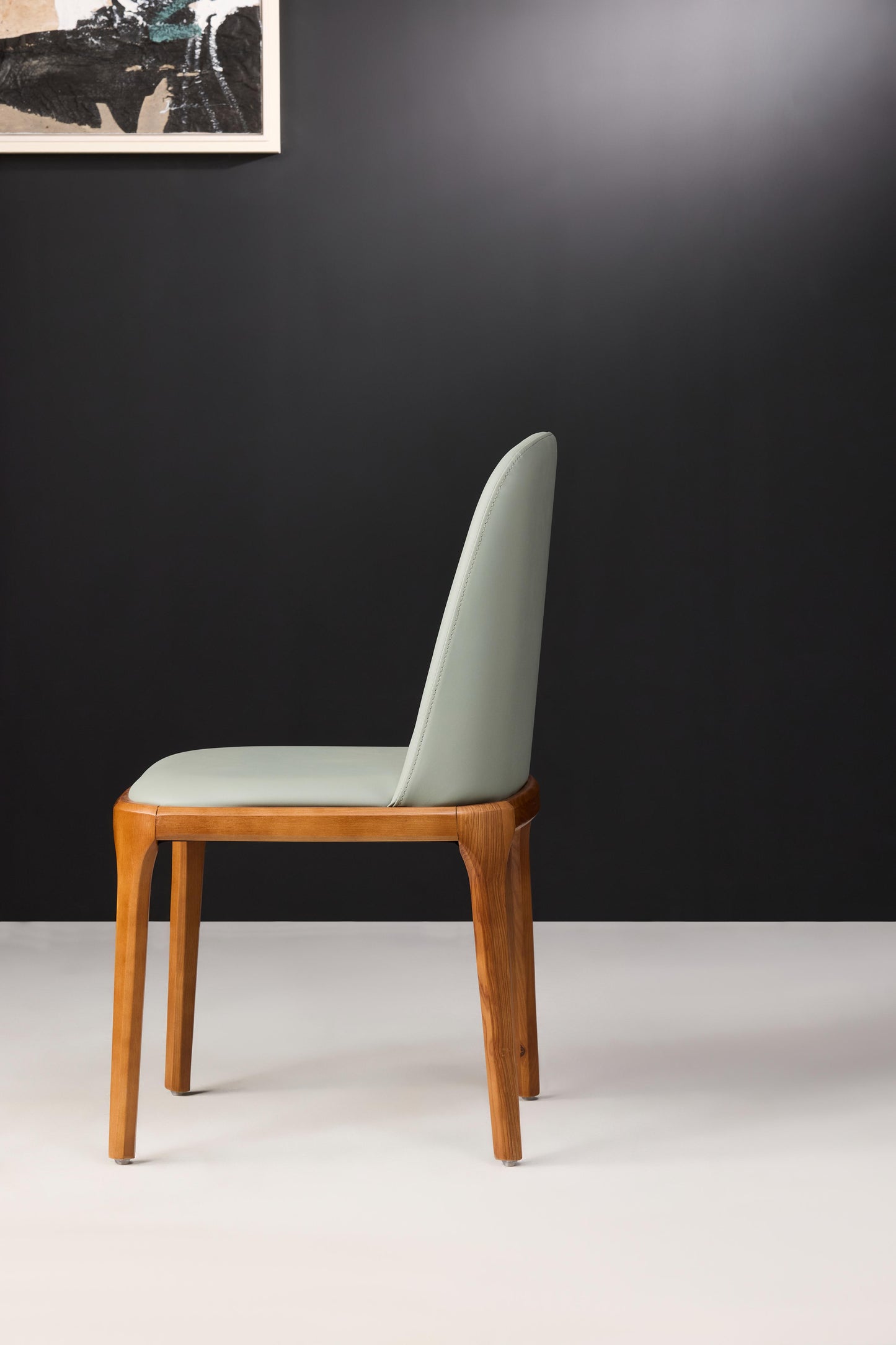 Yara dining chair - mint green with wooden legs