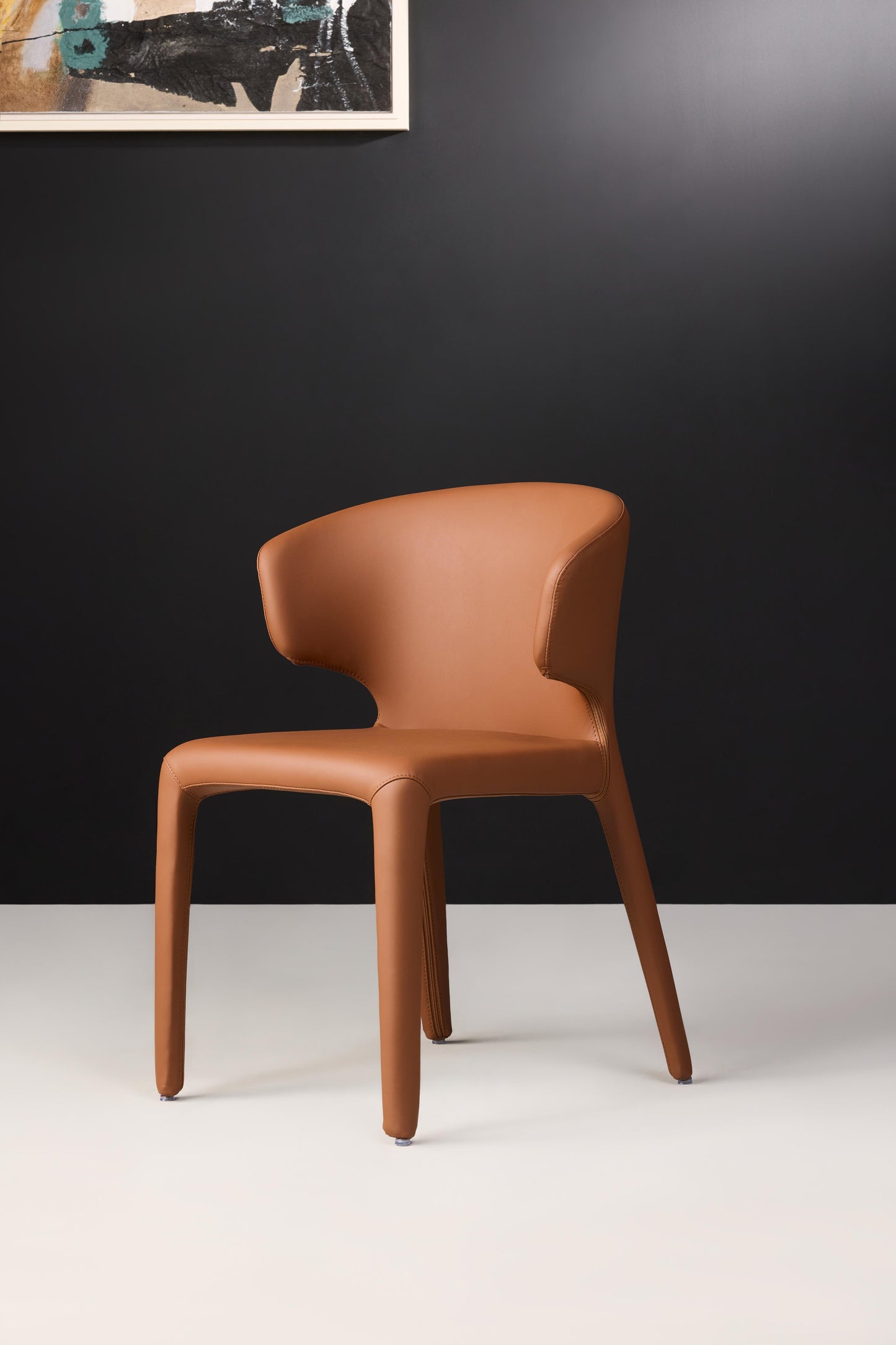 Aya Dining Chair in PU Leather Tan Colour