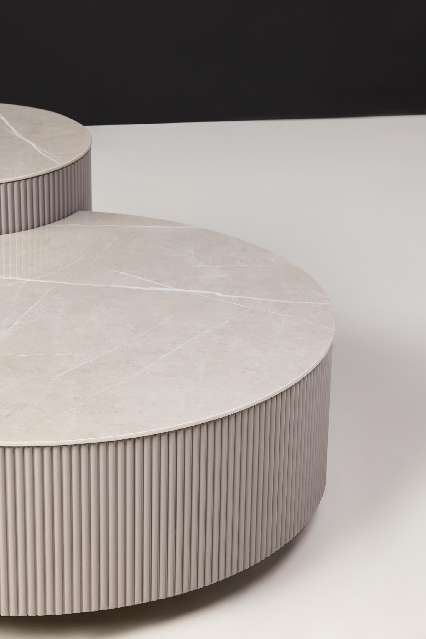 Puck MDF Coffee Table with Grey Marble Finish and Hidden Drawers