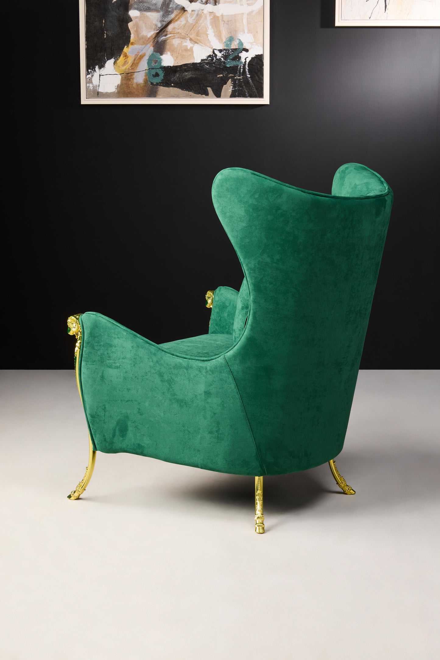 Green Crown Velvet Chair - Royal Style