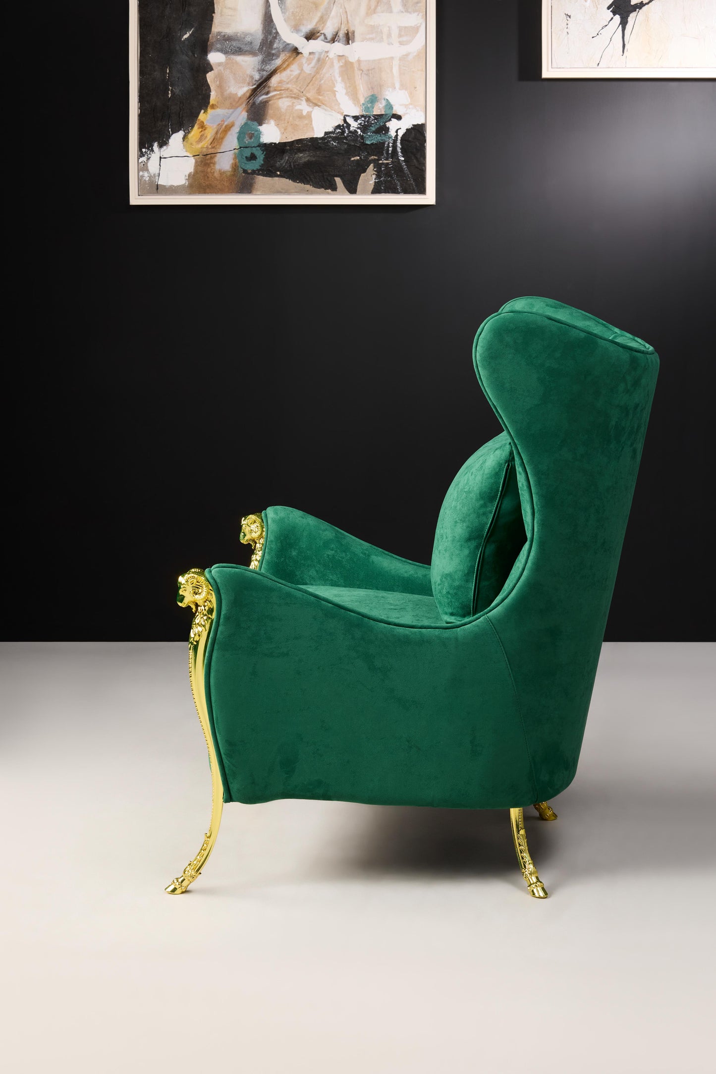 Green Crown Velvet Chair - Royal Style