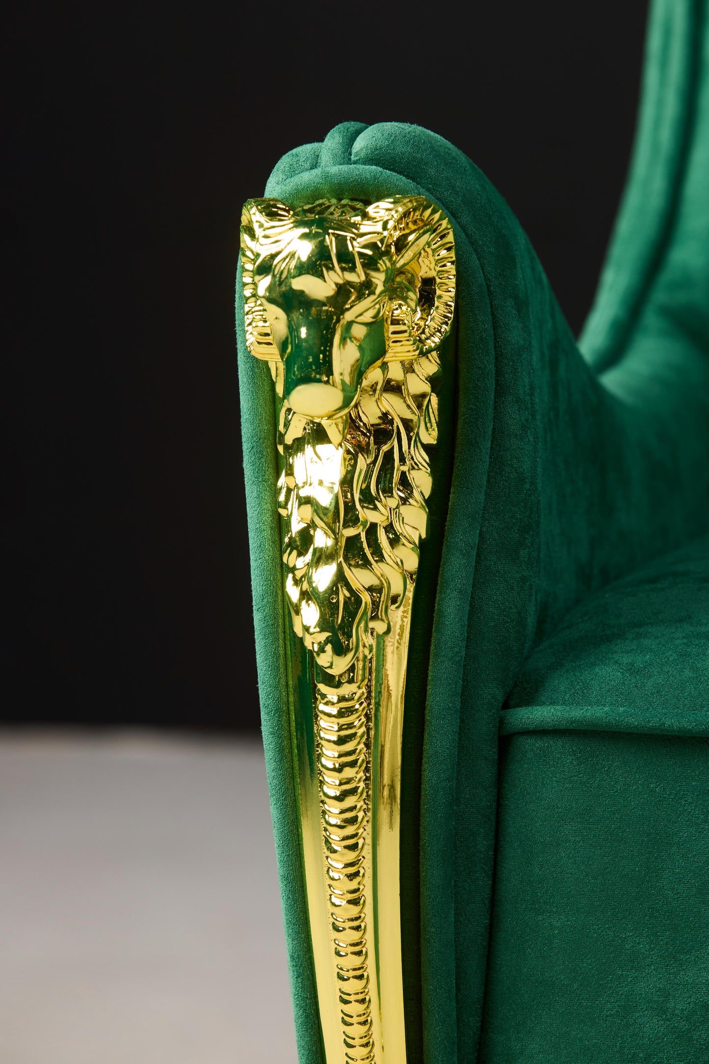 Green Crown Velvet Chair - Royal Style