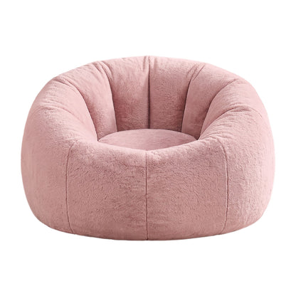 sBean Bag Chair Cover (No Filler) Soft Faux Fur Beanbag Cover Large Round Stuffed Animal Storage Bean Bag Cover Washable Lazy Sofa Cover for Adults Kids Teens, Pink