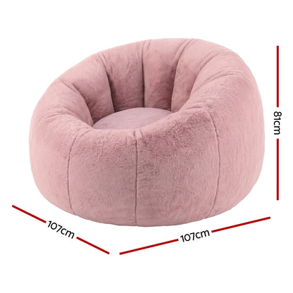 sBean Bag Chair Cover (No Filler) Soft Faux Fur Beanbag Cover Large Round Stuffed Animal Storage Bean Bag Cover Washable Lazy Sofa Cover for Adults Kids Teens, Pink