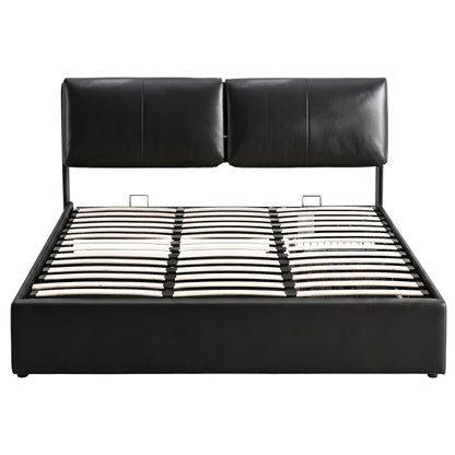 Noah King Bed Frame Gas Lift Storage 3 Drawers Adjustable Headboard Platform Bed Black