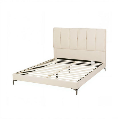Theo Queen Bed Frame Upholstered Platform Bed with Tufted Headboard 300kg Support