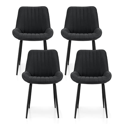 Ellis 4x Dining Chairs Retro PU Leather Kitchen Lounge Cafe Accent Chair Black