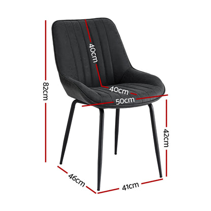 Ellis 4x Dining Chairs Retro PU Leather Kitchen Lounge Cafe Accent Chair Black