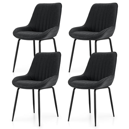 Ellis 4x Dining Chairs Retro PU Leather Kitchen Lounge Cafe Accent Chair Black