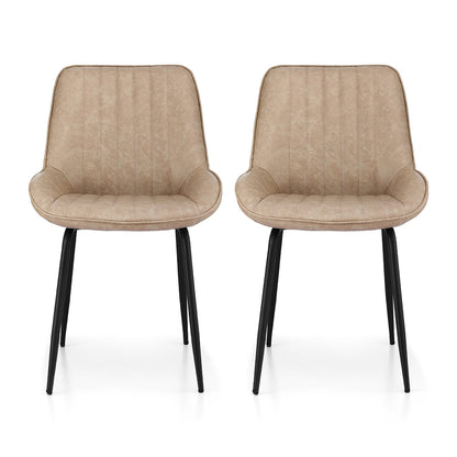 Nash 2x Dining Chairs Retro PU Leather Kitchen Lounge Cafe Accent Chair Khaki