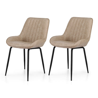 Nash 2x Dining Chairs Retro PU Leather Kitchen Lounge Cafe Accent Chair Khaki