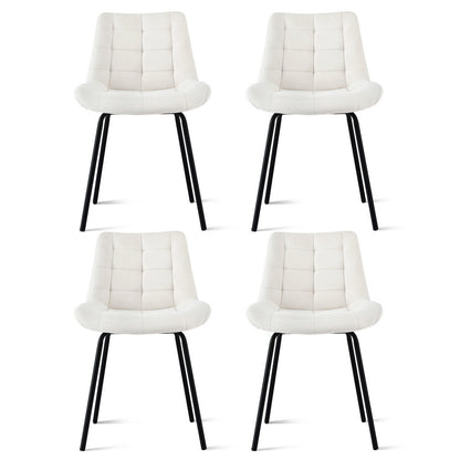 4x Dining Chairs Velvet Tufted Kitchen Lounge Cafe Accent Chair Beige