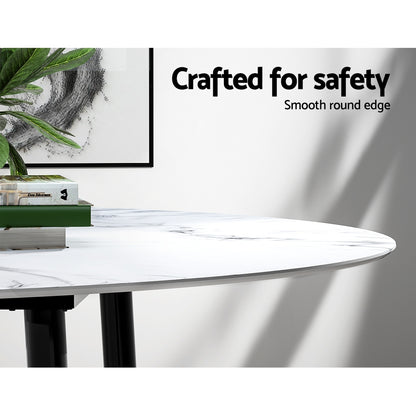 Dining Table Round Marble Effect 110CM