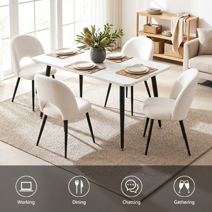 Dining Table and Chairs Set 5pcs Kitchen Furniture Marble White