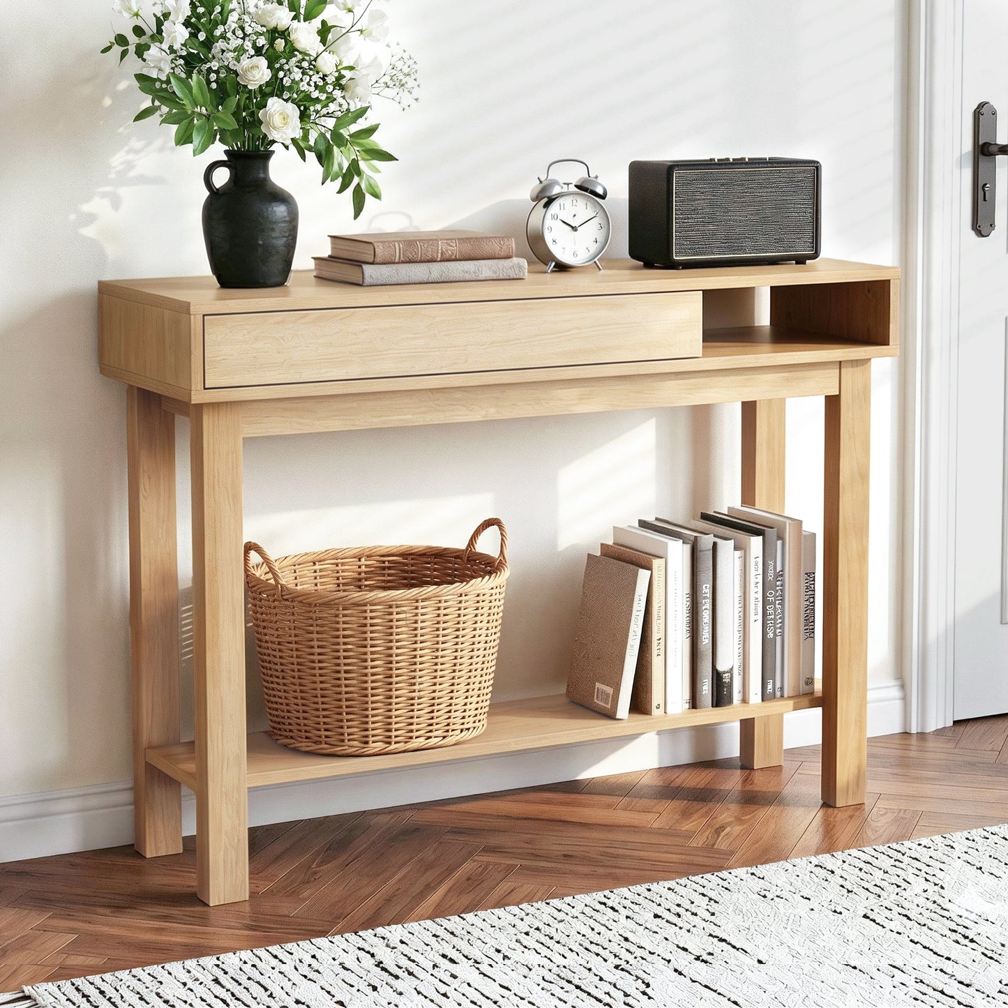 Console Table Entryway Hallway Sofa Side Table Drawer Shelf 100CM Wood