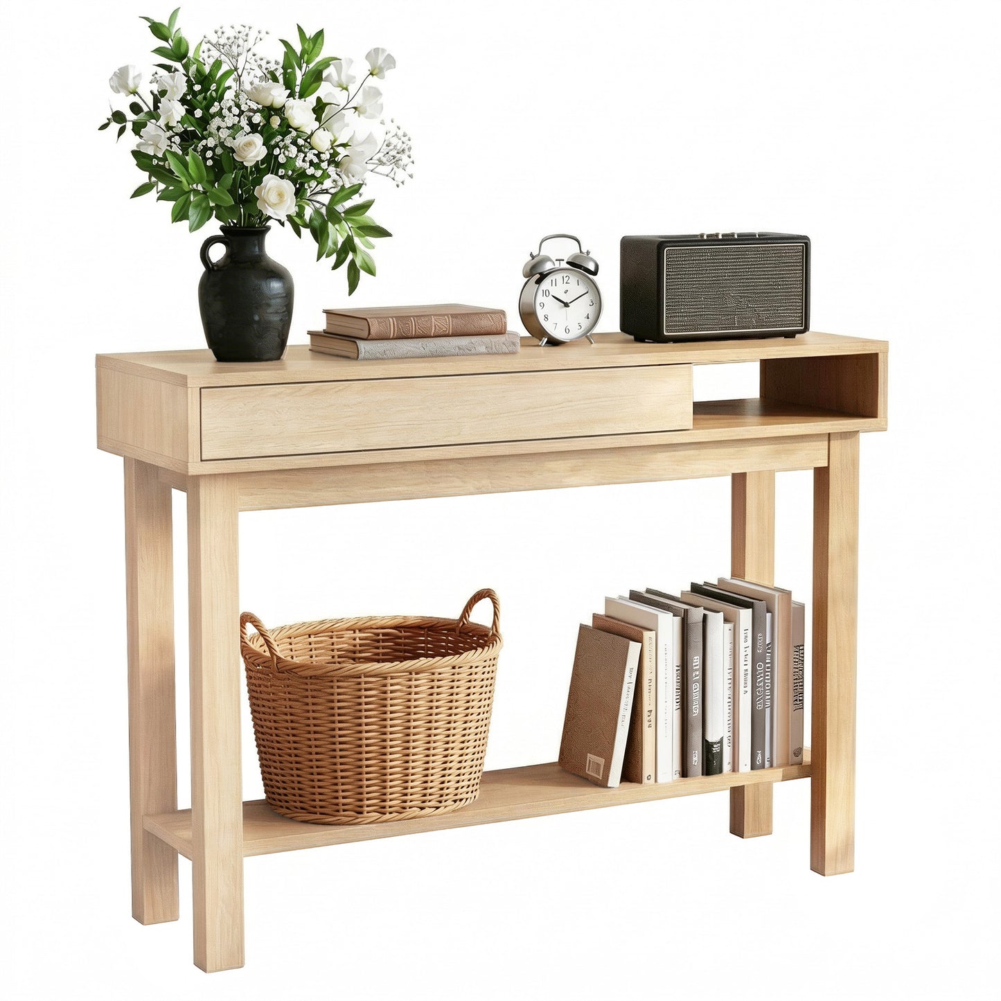 Console Table Entryway Hallway Sofa Side Table Drawer Shelf 100CM Wood