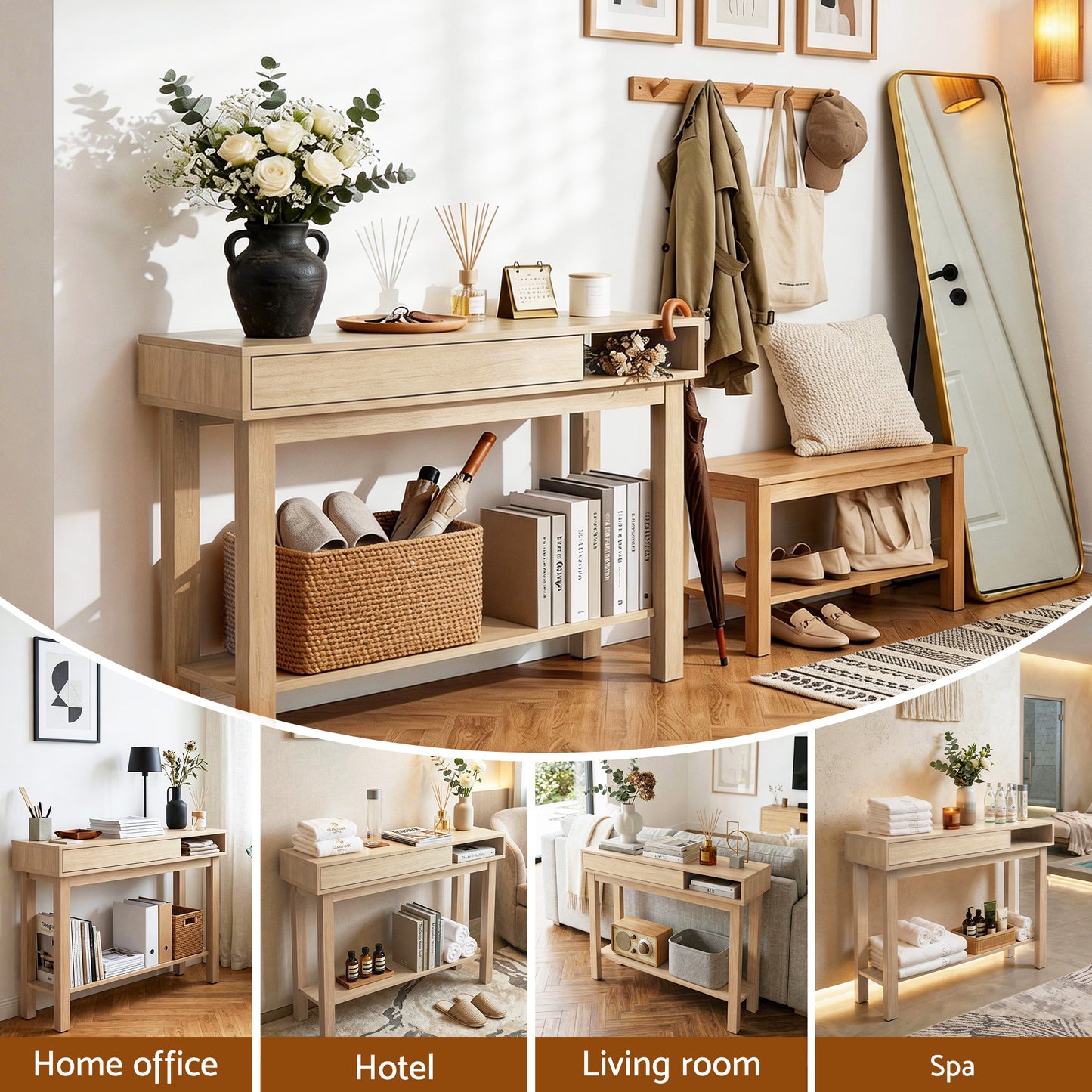 Console Table Entryway Hallway Sofa Side Table Drawer Shelf 100CM Wood