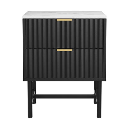Nova Bedside Table 2 Drawers - Black