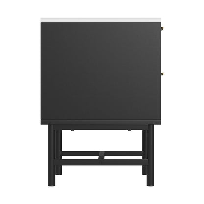 Nova Bedside Table 2 Drawers - Black