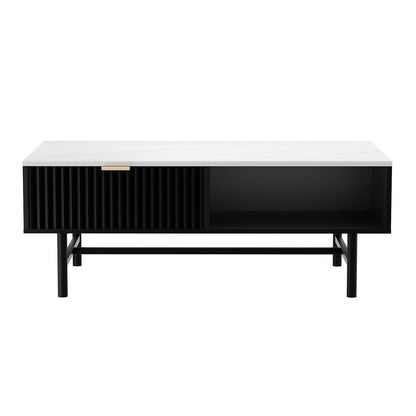 Sora   Coffee Table Drawer Storage Shelf Black
