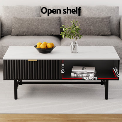 Sora   Coffee Table Drawer Storage Shelf Black