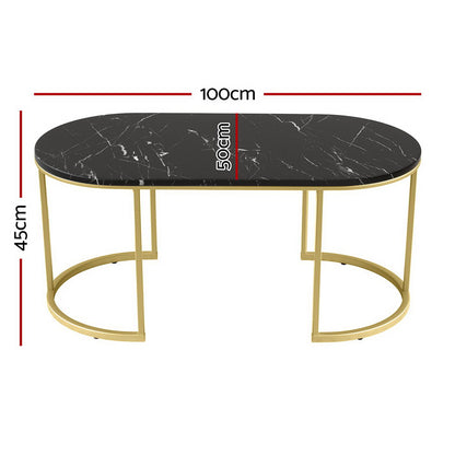 Jade Coffee Table Marble Effect Black