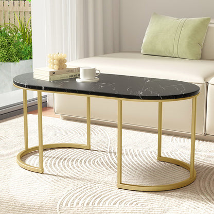 Jade Coffee Table Marble Effect Black