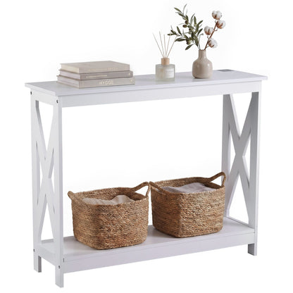 Console Table Entryway Hallway Display 2-Tier Narrow Sofa Table 100CM White