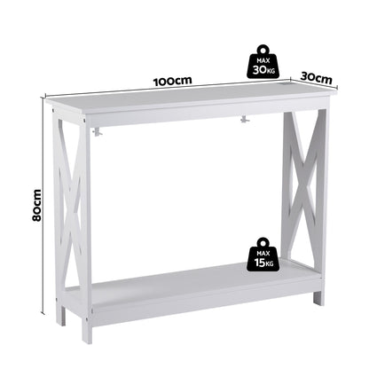 Console Table Entryway Hallway Display 2-Tier Narrow Sofa Table 100CM White