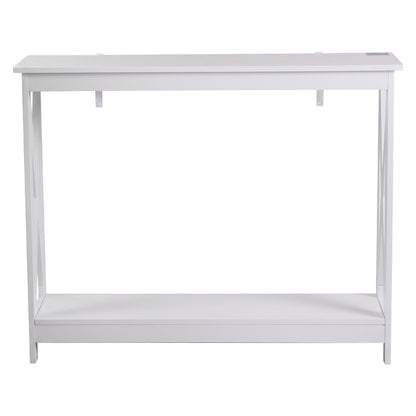 Console Table Entryway Hallway Display 2-Tier Narrow Sofa Table 100CM White