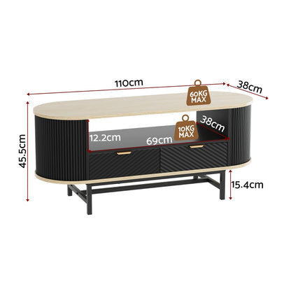 Lida Coffee Table Drawer Shelf Wood&Black