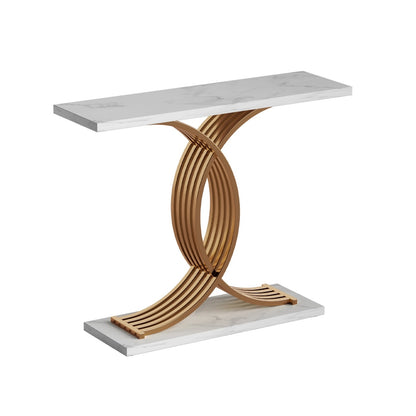 Cleo Console Table Marble Effect White&Gold