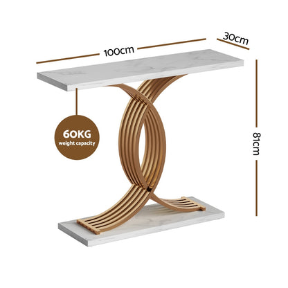 Cleo Console Table Marble Effect White&Gold