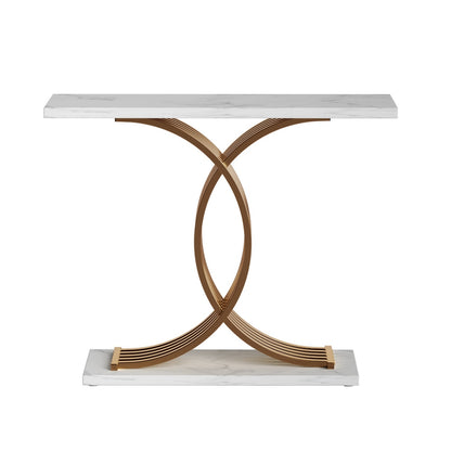 Cleo Console Table Marble Effect White&Gold