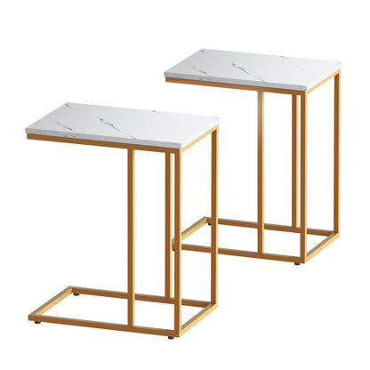 Coffee Table Side Table White & Gold