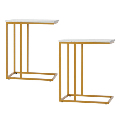 Coffee Table Side Table White & Gold