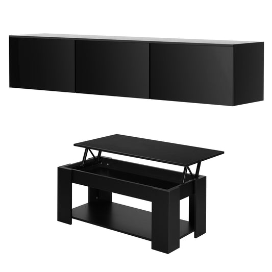 Luca TV Unit & Coffee Table Set Storage Cabinet Black
