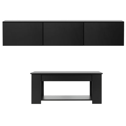 Luca TV Unit & Coffee Table Set Storage Cabinet Black