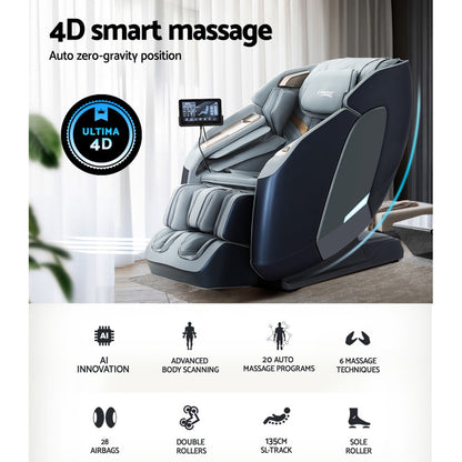 Rio 4D Massage Chair Recliner SL Track Full Body Zero Gravity Massager Heated AI Body Scan Melisa