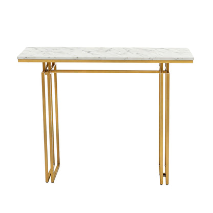Niko Console Table Hallway Entryway Table Marble Effect 110CM White & Gold