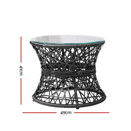 Gara Outdoor Lounge Setting Papasan Chair Wicker Table Garden Furniture Black