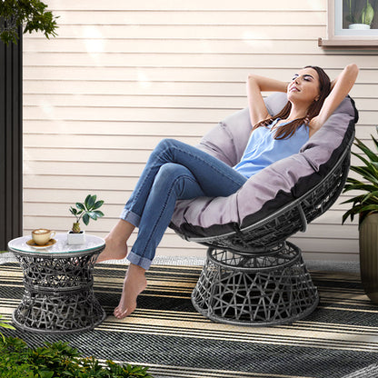 Gara Outdoor Lounge Setting Papasan Chair Wicker Table Garden Furniture Grey