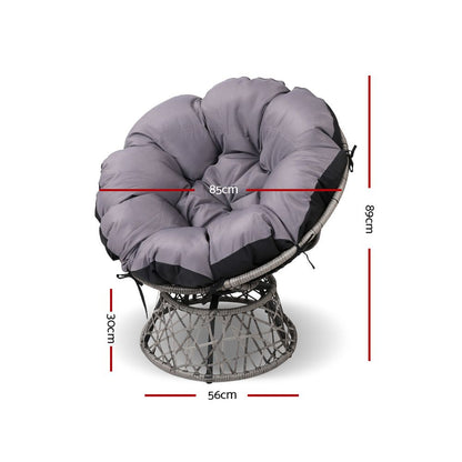 Gara Outdoor Lounge Setting Papasan Chair Wicker Table Garden Furniture Grey