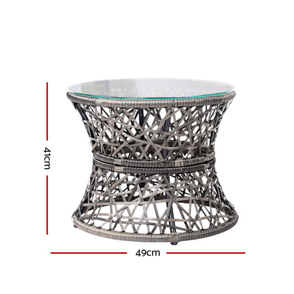 Gara Outdoor Lounge Setting Papasan Chair Wicker Table Garden Furniture Grey