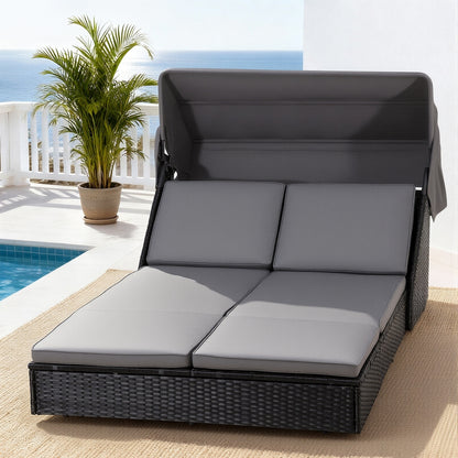 Knox Outdoor Day Bed Sun Lounge Setting Wicker Lounger Patio Furniture